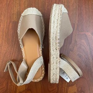 Beige Espadrille Wedge Sandals